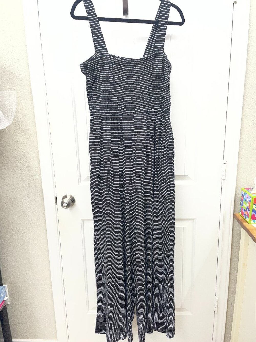 NEW Zenana Sleeveless Women's Plus Size Smocked Top Striped Romper 1X